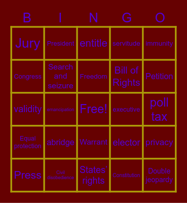 Constitution Bingo Card