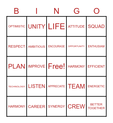 Teamwork Bings Bingo Card