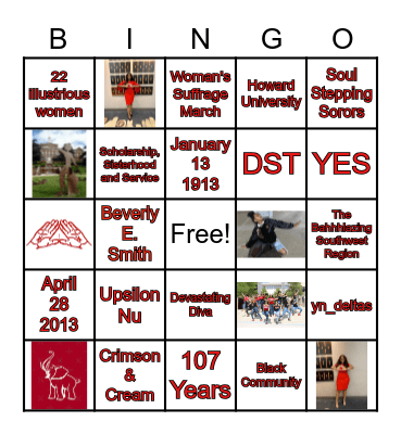 Upsilon Nu Bingo Card