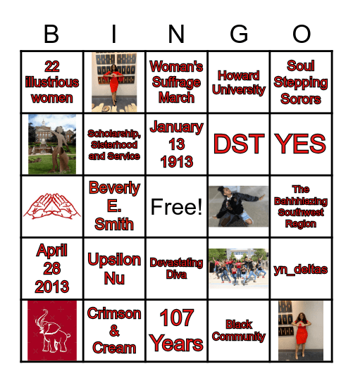 Upsilon Nu Bingo Card