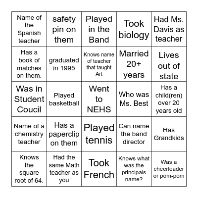 Find Someone Who Bingo Card