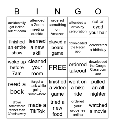 Quarantine Bingo! Bingo Card
