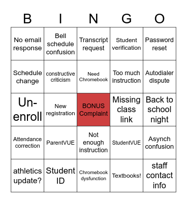 Mainline Bingo Card