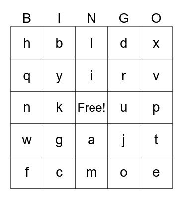 Sign Language Bingo Card