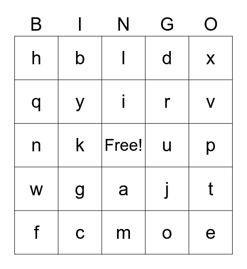 Sign Language Bingo Card