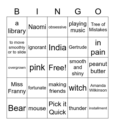 Because of Winn-Dixie Bingo Card