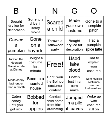 Halloween Bingo Card