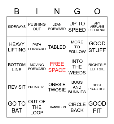 Bryceson Bullshit Bingo Card