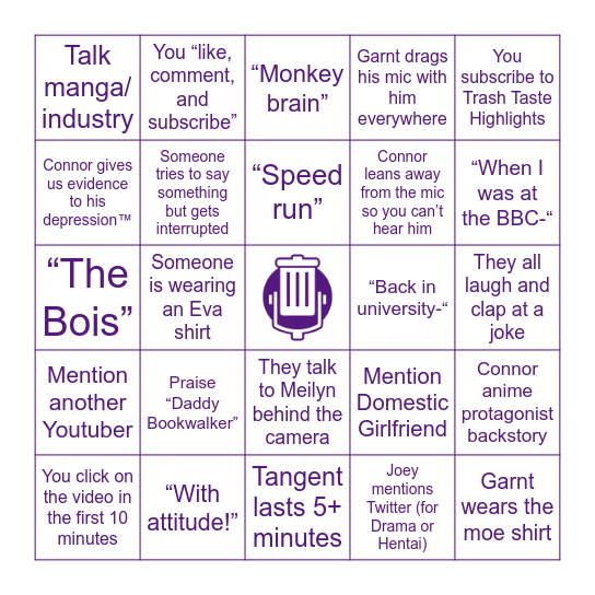 Trash Taste Bingo トラッシュ テースト ビンゴ Bingo Card