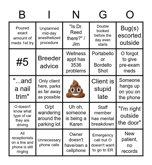 Vet Bingo Card