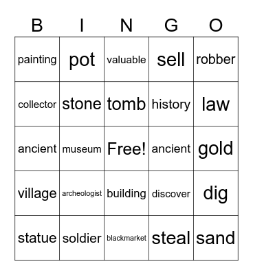 Ancient History Bingo Card