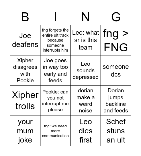 headmasters scrim bingo Card