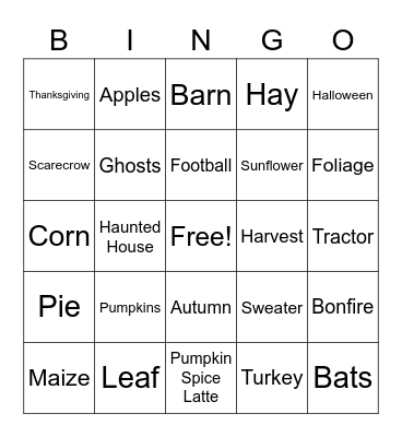 Falling for Bingo Card
