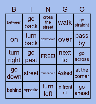 DIRECTIONS BINGO Card