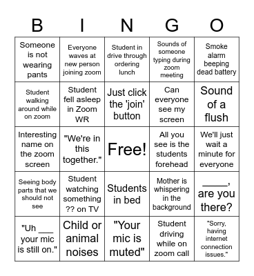 Zoom BINGO Card