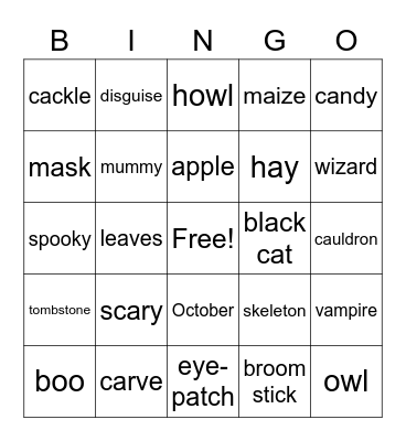 HFH Halloween Bingo Card