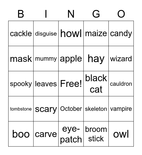 HFH Halloween Bingo Card