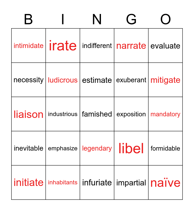 7th grade Synonym/ Antonym 3 Mckayla Bingo Card