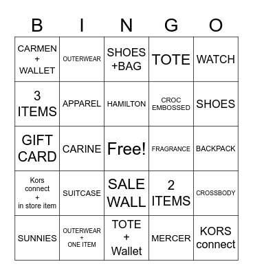 FALL FASHION EVENT Bingo Card