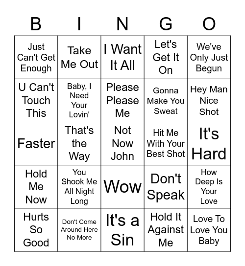 That's What She Said Bingo Card