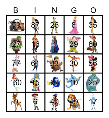 DISNEY BINGO Card