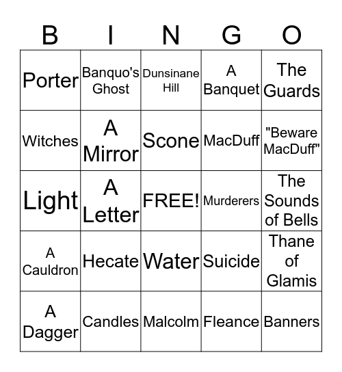 MacBeth BINGO Card