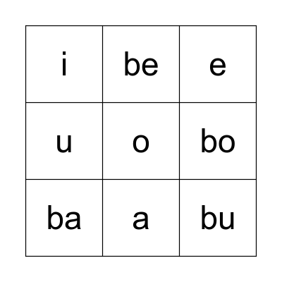 P1T1 Ch 3 Phonics Bingo Card