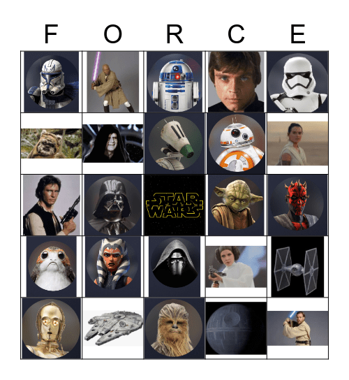 Star Wars Force Bingo Card