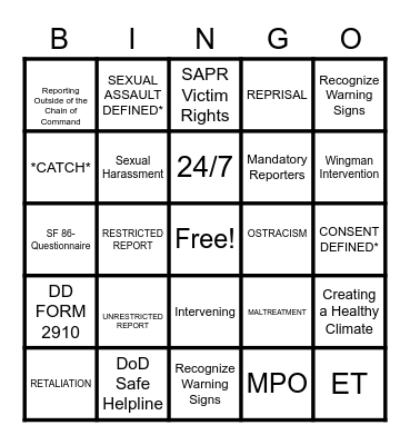 SAPR TALKING POINTS Bingo Card