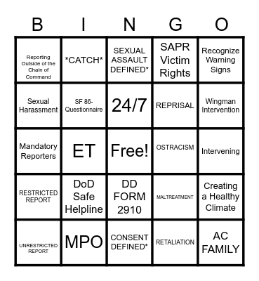 SAPR TALKING POINTS Bingo Card