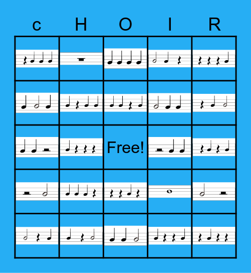 Rhythm Bingo Card