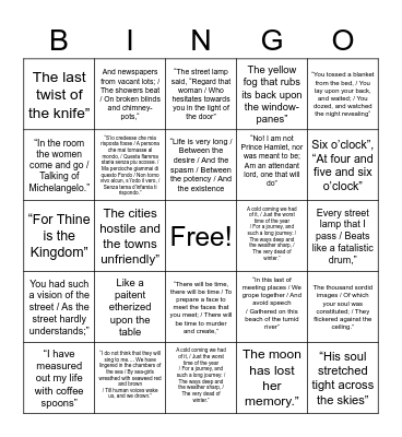 HSC QUOTE BINGO Card