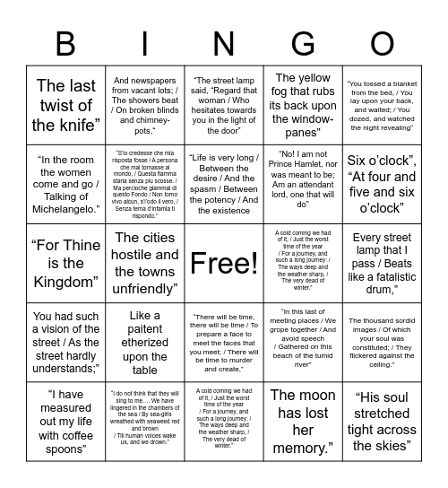 HSC QUOTE BINGO Card