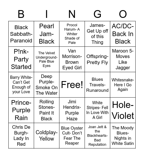 Total-Quiz.com Presents Radio Bingo: Color Wheel Bingo Card