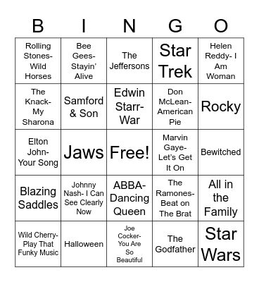 Total-Quiz.com Presents Radio Bingo: Remember the 70's Bingo Card
