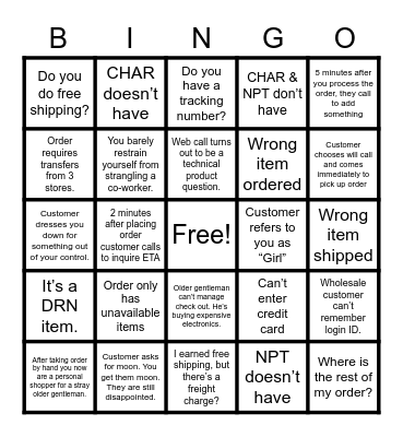 Web Team Bingo Card