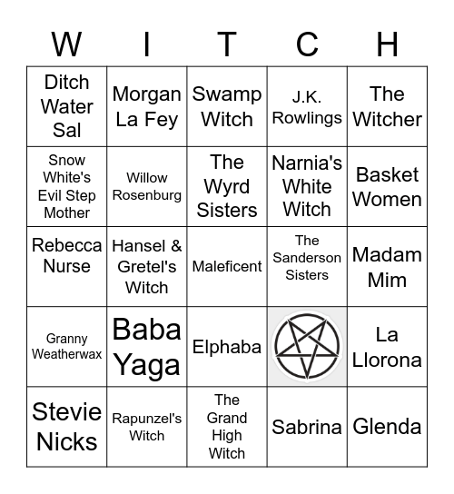 Which Witch is Where? Bingo Card