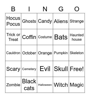 Halloween Bingo Card