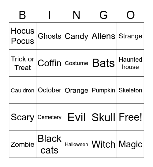 Halloween Bingo Card