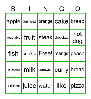 I Like Chicken Bingo Card