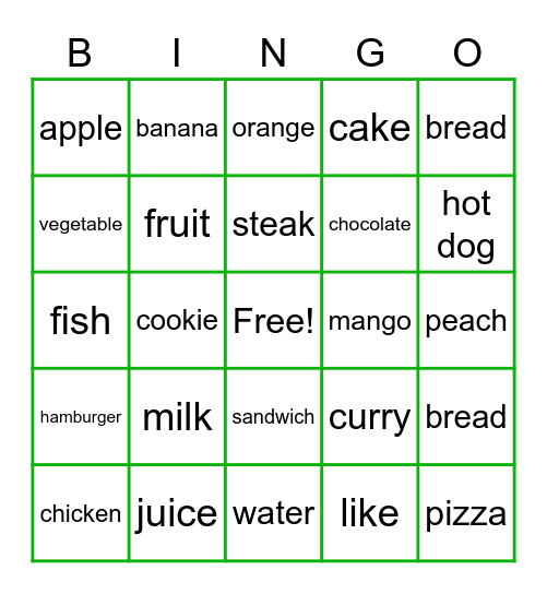 I Like Chicken Bingo Card