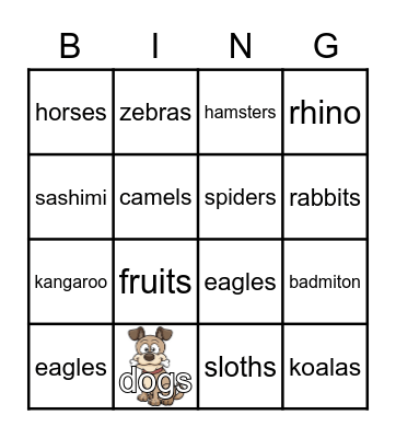 I Like~... I don't like~... Bingo Card