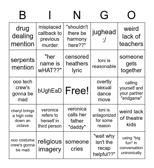 advisory riverdale bingo Card