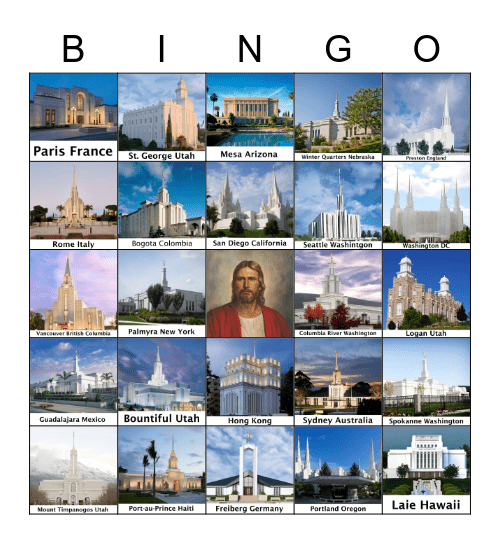 Temple Bingo Card