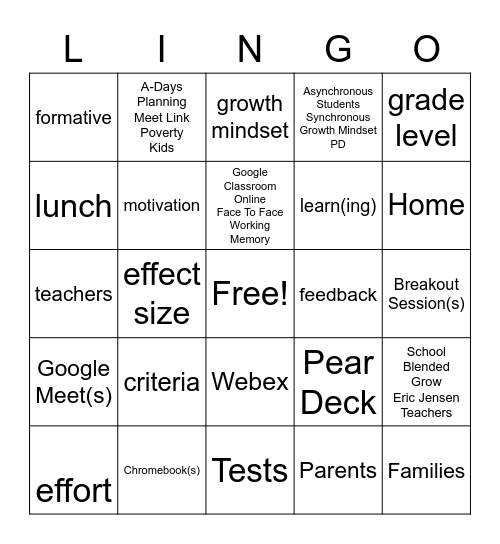 PD DAYS ARE FUN! Bingo Card