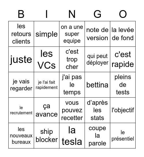 bah sel bingo Card