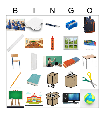 SCHOOL and PREPOSITIONS Bingo Card