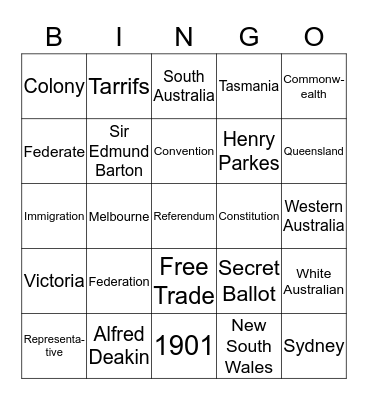 Federation  Bingo Card