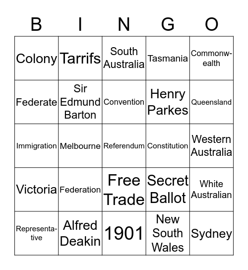 Federation  Bingo Card