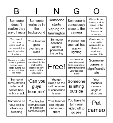 online school Bingo Card